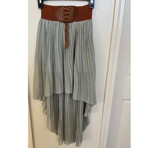Sea foam green and brown a-line maxi skirt